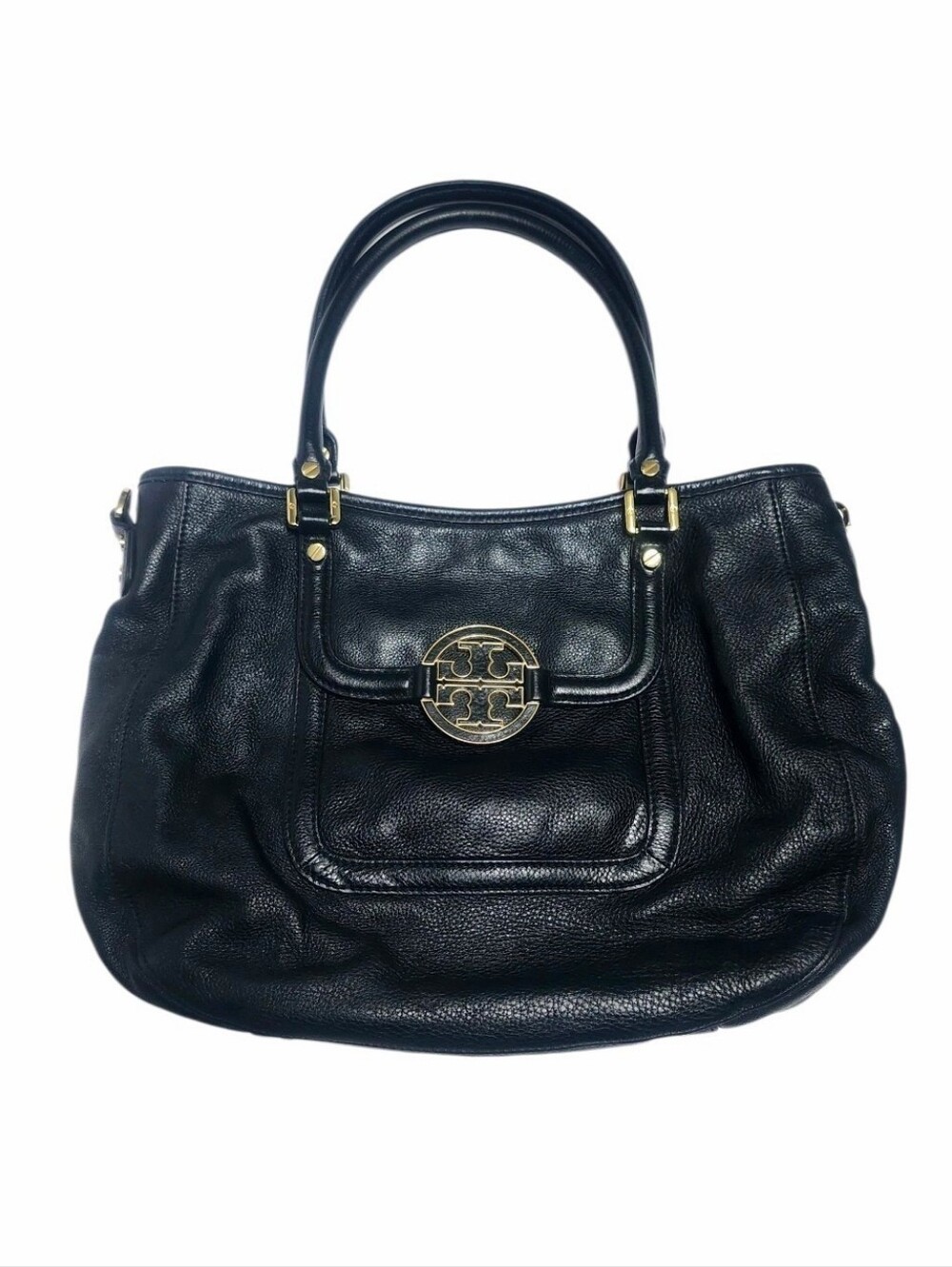 Tory Burch Leather Amanda Hobo Black Satchel Shoulder Handback